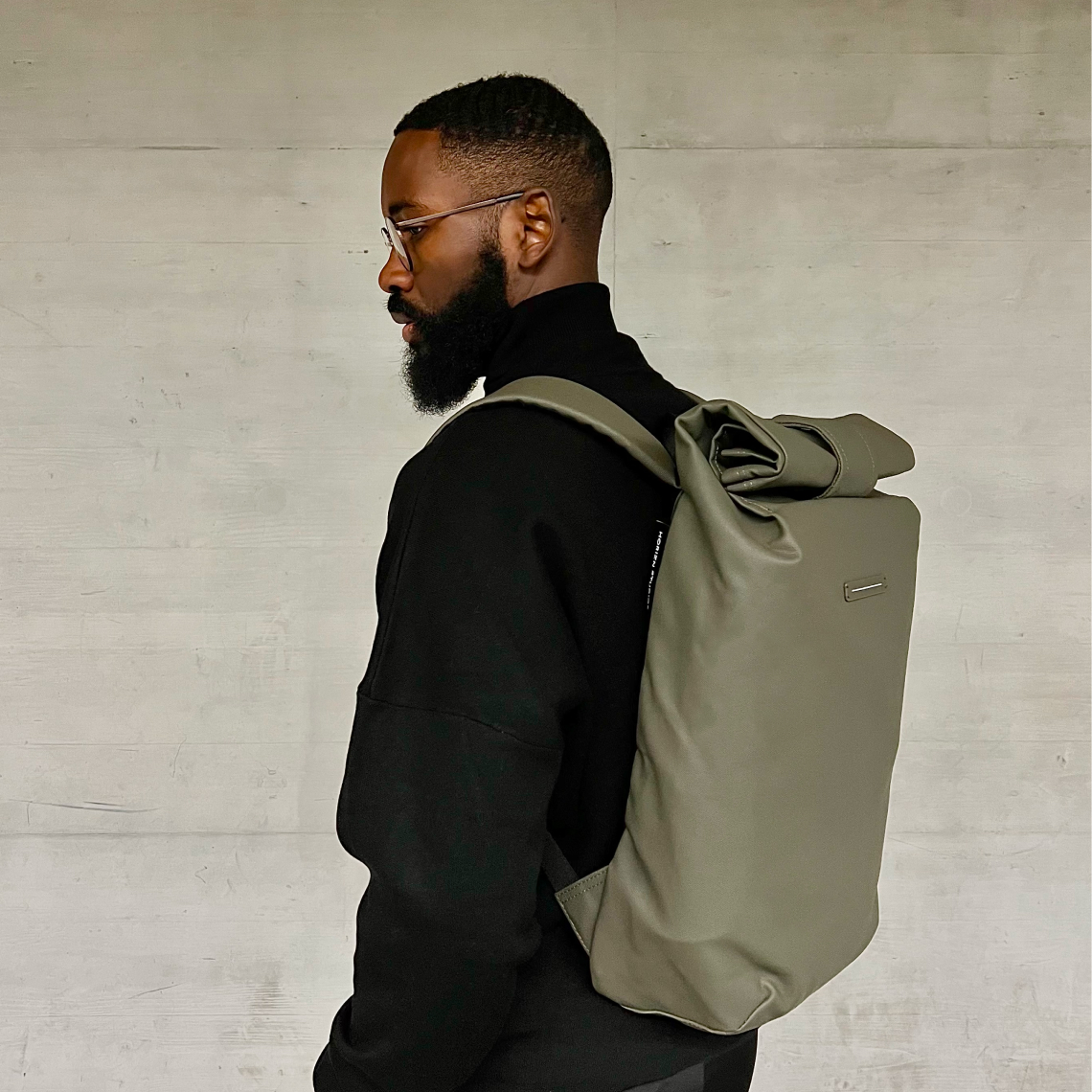 SoFo Rolltop Backpack / All Black / Recycled Cotton Canvas