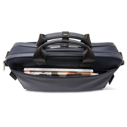 Midtown Briefcase Blau Rückseite Pocket - Horizn Studios