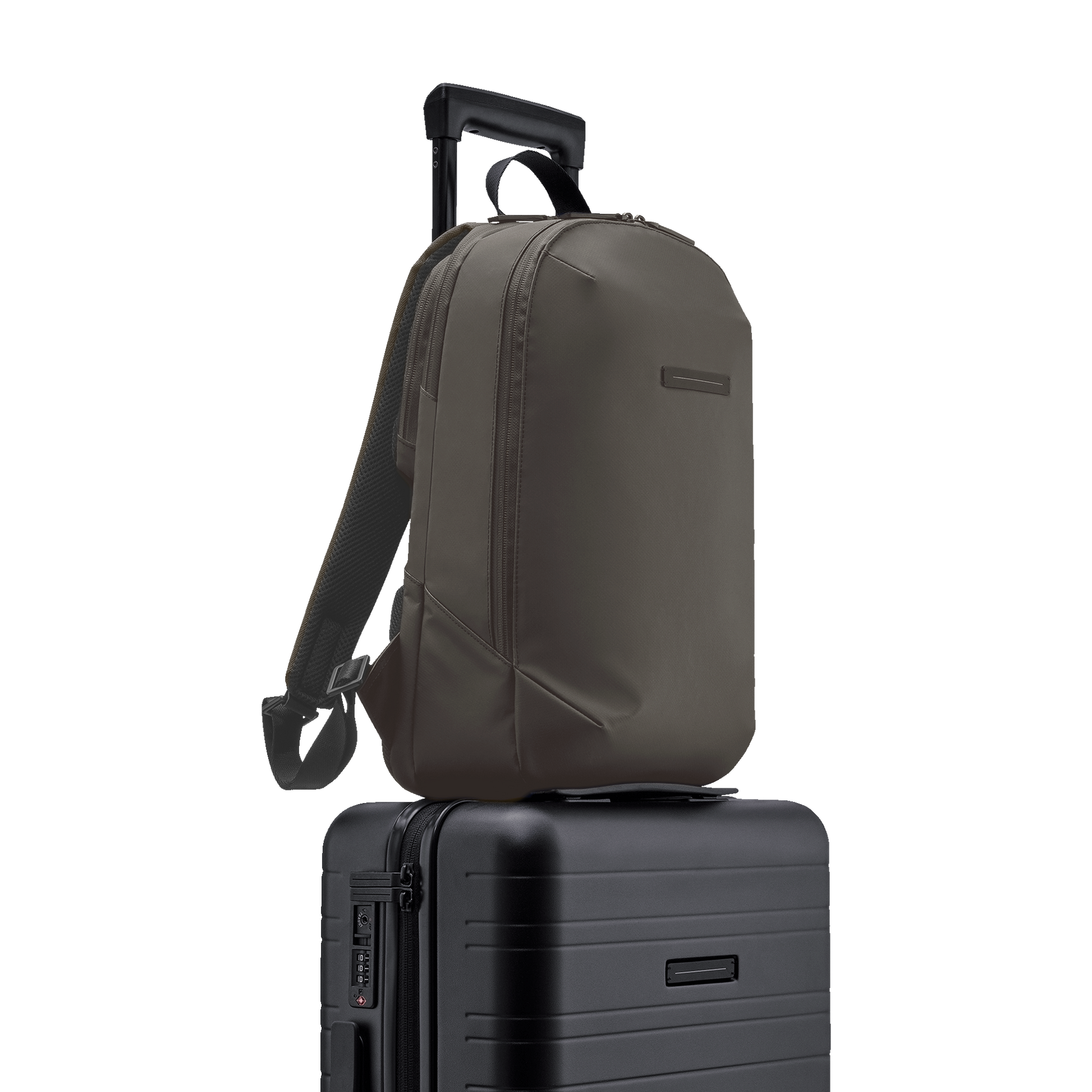 Gion Rucksack Darkolive Detail Seitenansicht - Wasserabweisend Vegan Ergonomisch - Horizn Studios