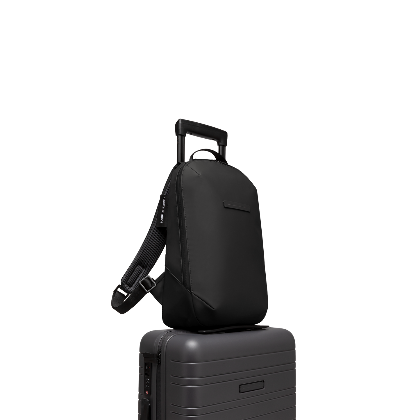 Gion Rucksack Essential Details Trolley Seitenansicht - Wasserabweisend Vegan Ergonomisch - Horizn Studios