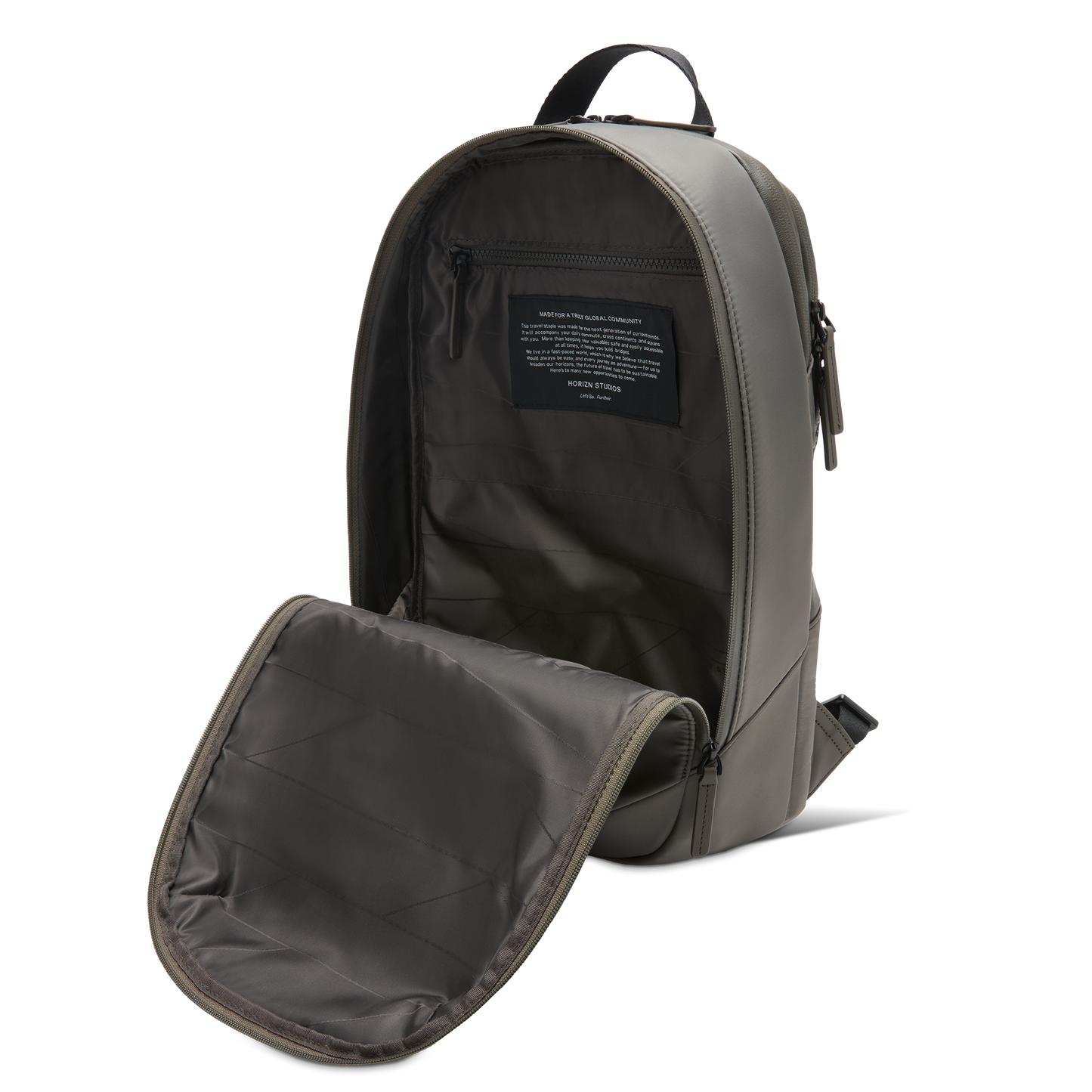 Gion Rucksack Grün Hauptfach Open Faa - Wasserabweisend Vegan Ergonomisch - Horizn Studios