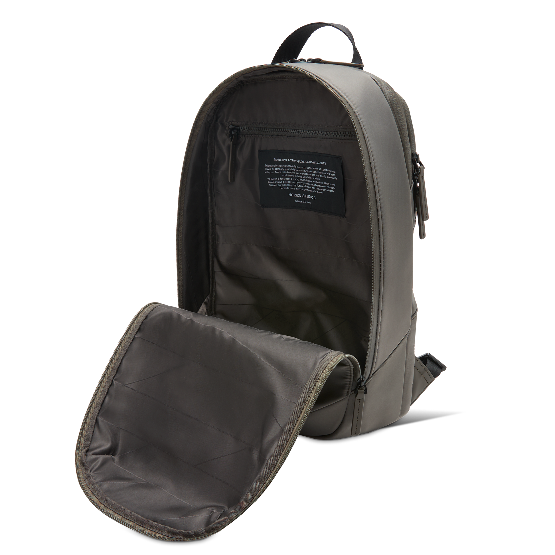 Gion Rucksack Grün Hauptfach Open Faa - Wasserabweisend Vegan Ergonomisch - Horizn Studios
