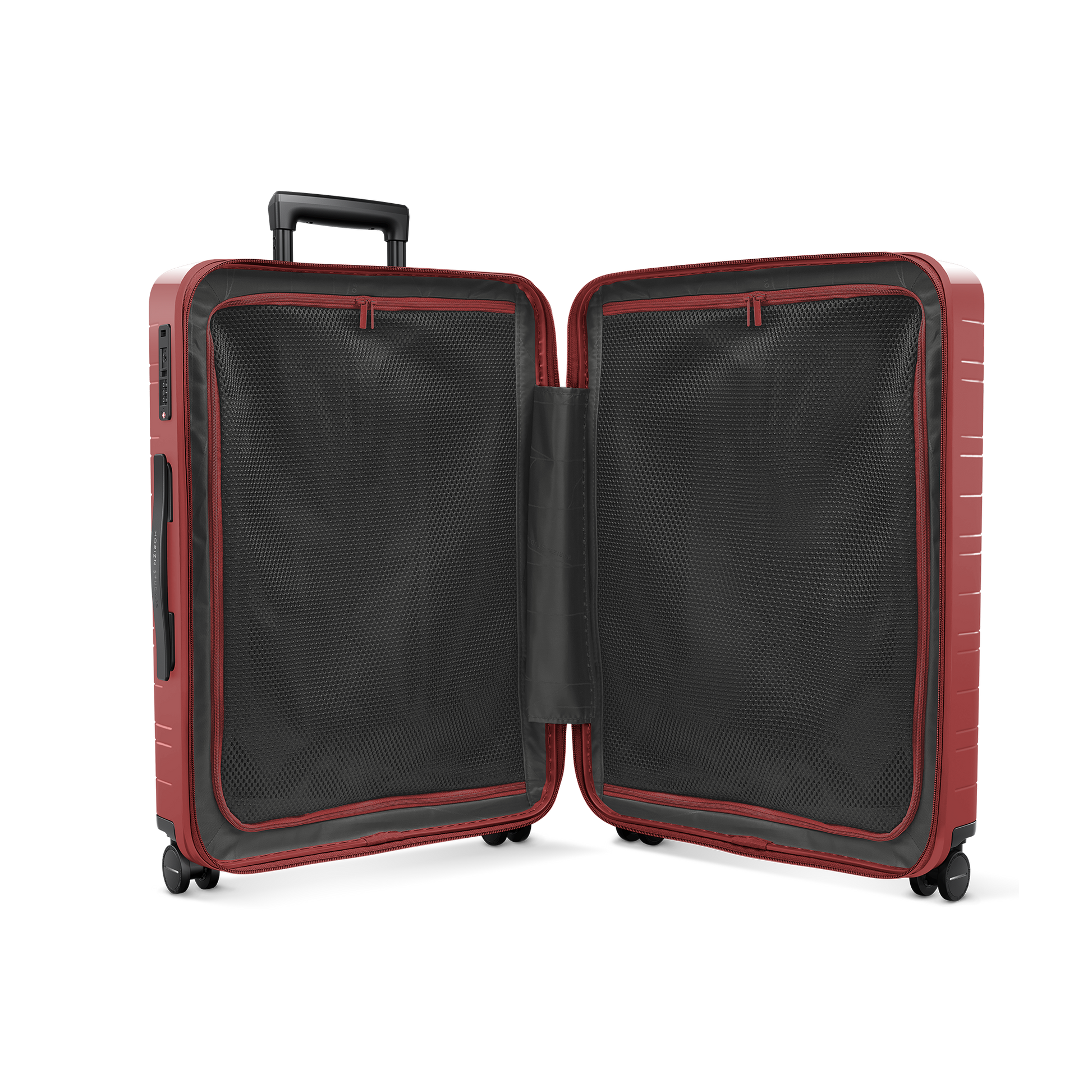 Koffer Essential Glossy True Red Innenansicht Aef - Hartschale Polycarbonat Leicht Robust - Horizn Studios