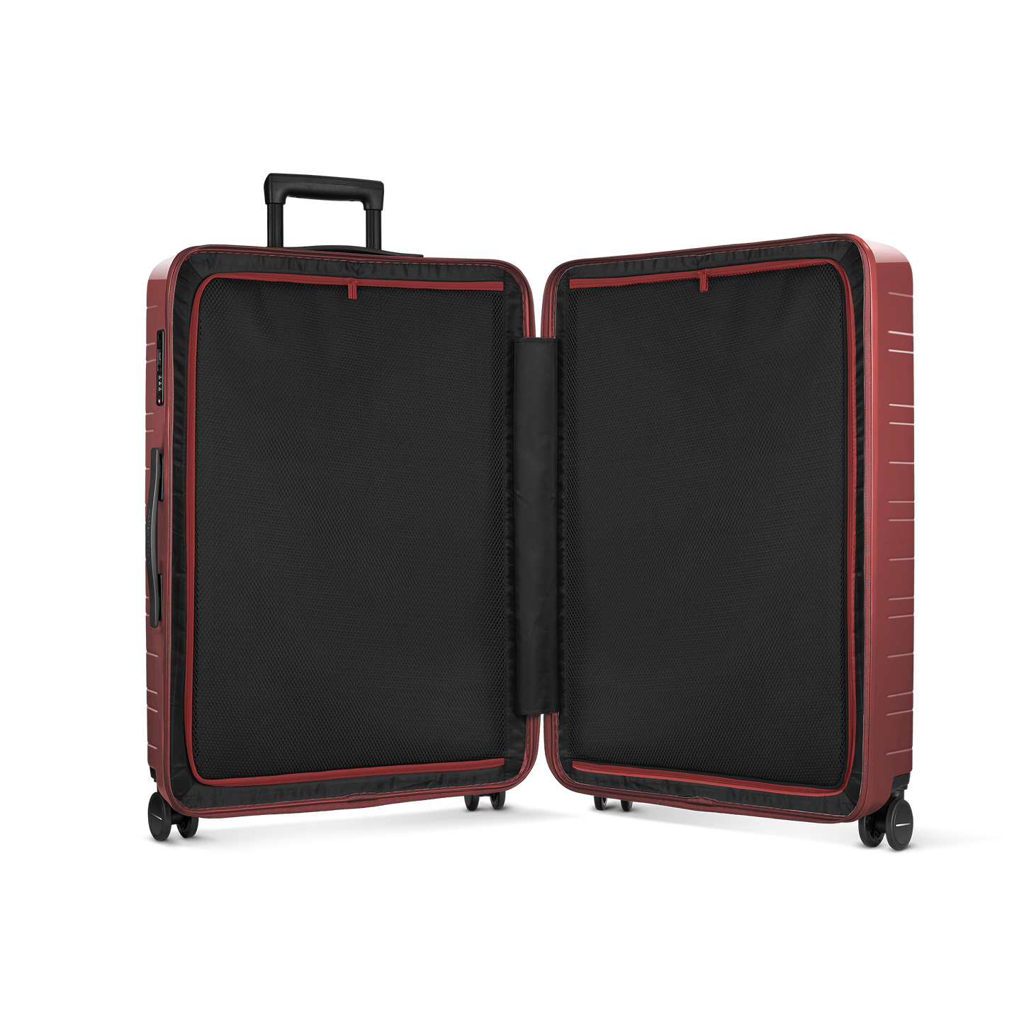 Koffer Essential Glossy True Red Innenansicht - Hartschale Polycarbonat Leicht Robust - Horizn Studios