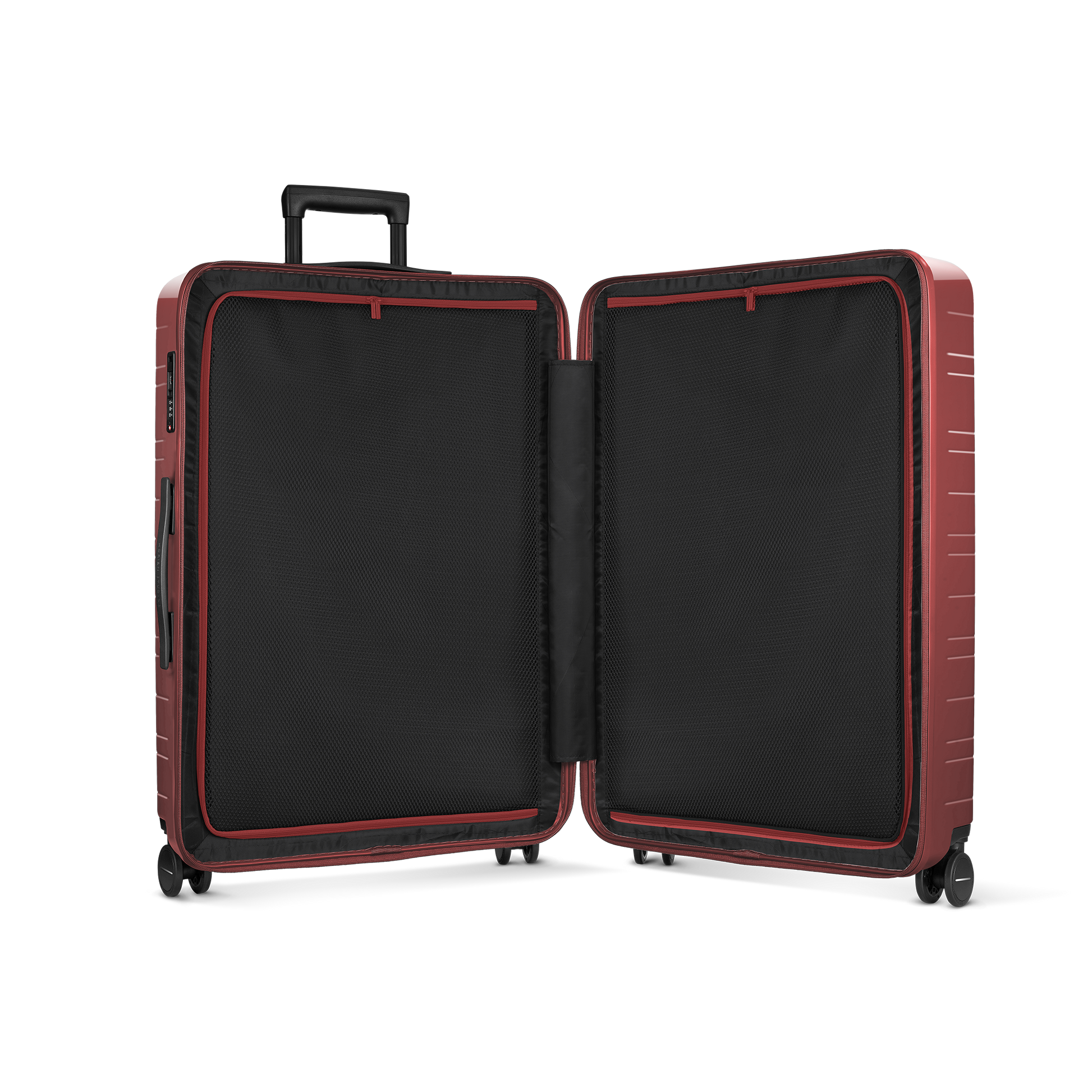 Koffer Essential Glossy True Red Innenansicht - Hartschale Polycarbonat Leicht Robust - Horizn Studios