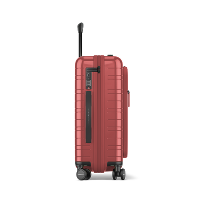 Koffer Essential Glossy True Red Seitenansicht - Hartschale Polycarbonat Leicht Robust - Horizn Studios