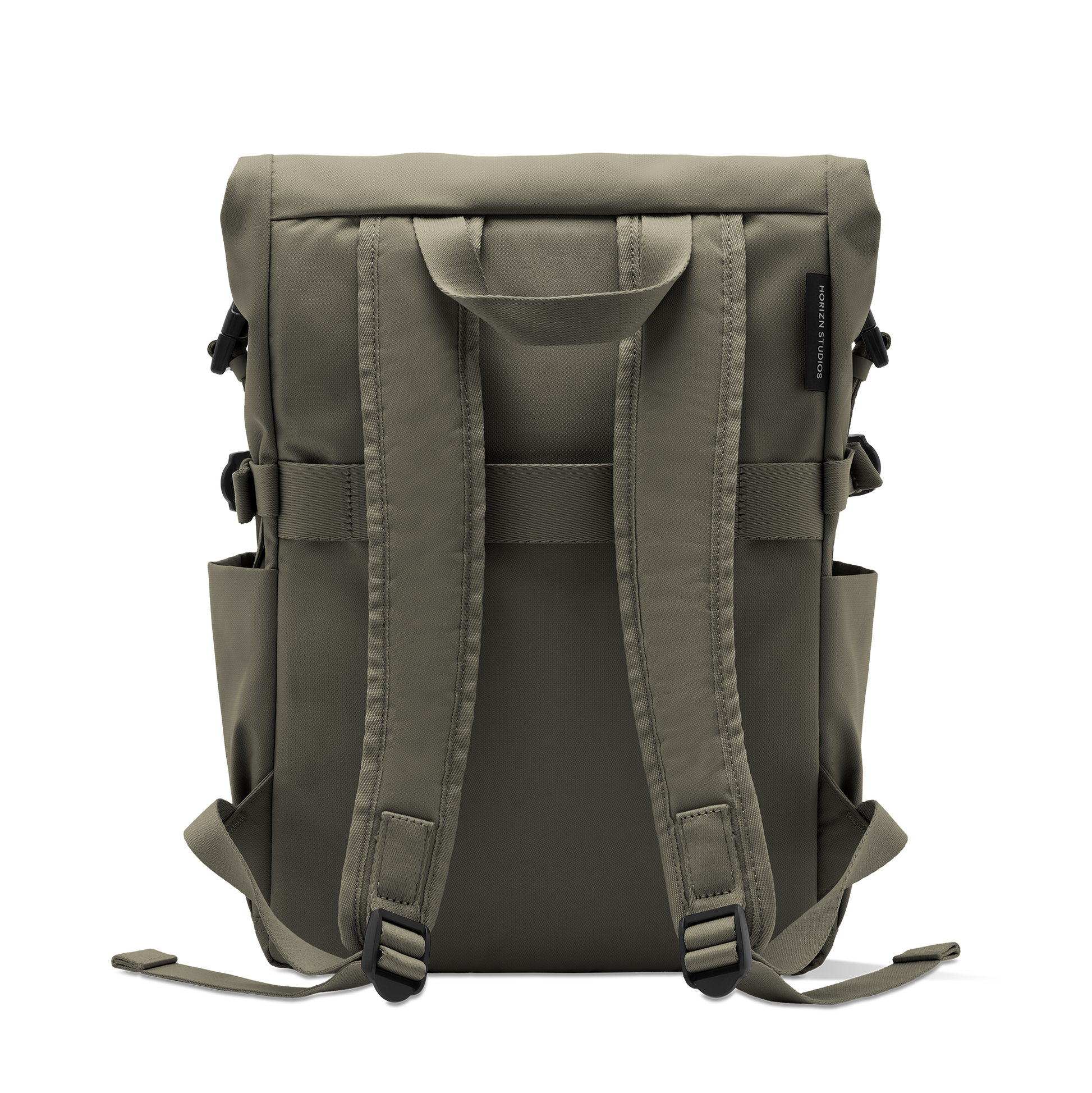 Shibuya Rolltop Rucksack Grün Rückseite - Wasserabweisend Vegan Ergonomisch - Horizn Studios
