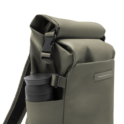 Shibuya Rolltop Rucksack Grün Seitentasche - Wasserabweisend Vegan Ergonomisch - Horizn Studios