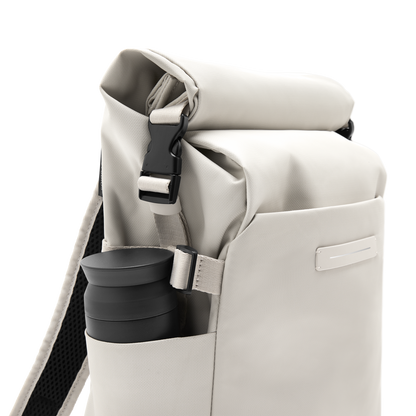 Shibuya Rolltop Rucksack Beige Seitentasche - Wasserabweisend Vegan Ergonomisch - Horizn Studios