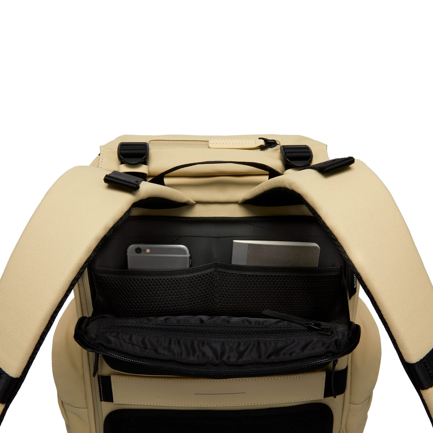 Sofo Rucksack Beige Rückseite Pocket - Wasserabweisend Vegan Ergonomisch - Horizn Studios