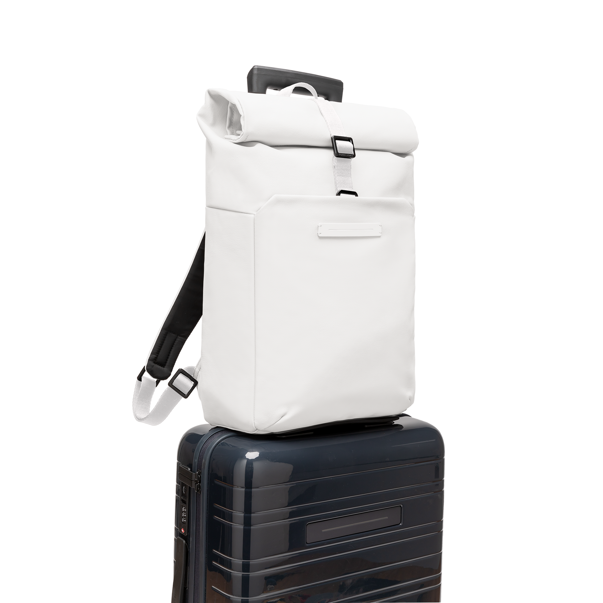 Sofo Rolltop Rucksack Rucksack Rucksack All Weiß Vorderseite Trolley - Wasserabweisend Vegan Ergonomisch - Horizn Studios