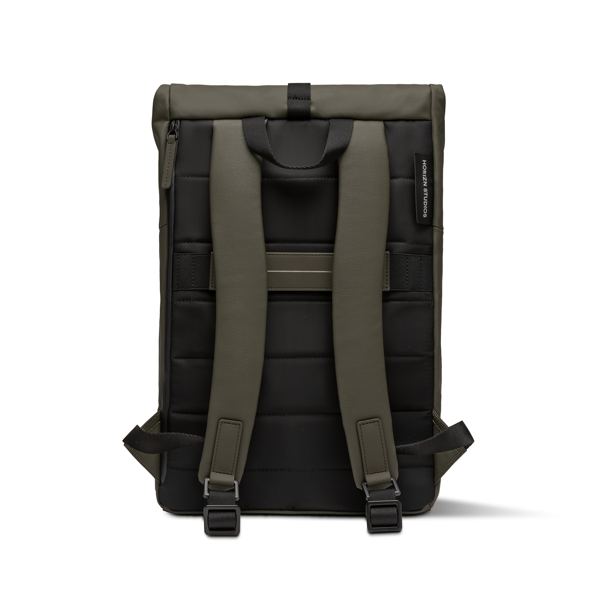 Sofo Rolltop Rucksack Rucksack Rucksack Grün Rückseite - Wasserabweisend Vegan Ergonomisch - Horizn Studios