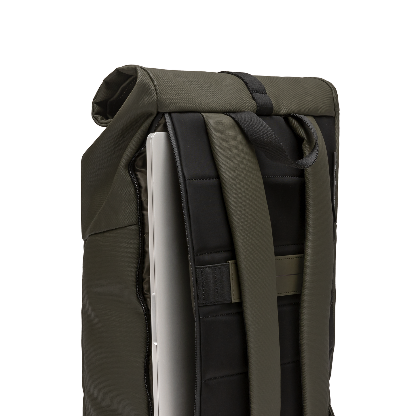 Sofo Rolltop Rucksack Rucksack Rucksack Grün Detail Laptop - Wasserabweisend Vegan Ergonomisch - Horizn Studios