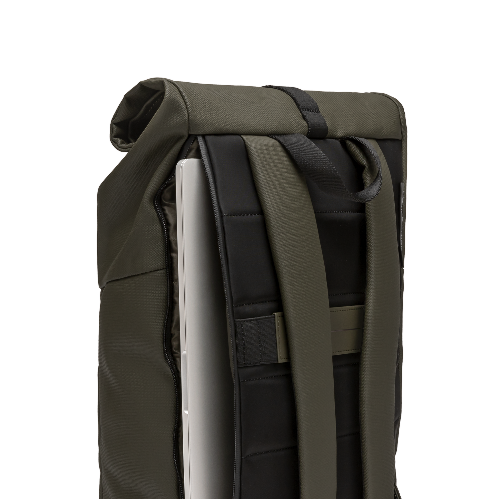 Sofo Rolltop Rucksack Rucksack Rucksack Grün Detail Laptop - Wasserabweisend Vegan Ergonomisch - Horizn Studios