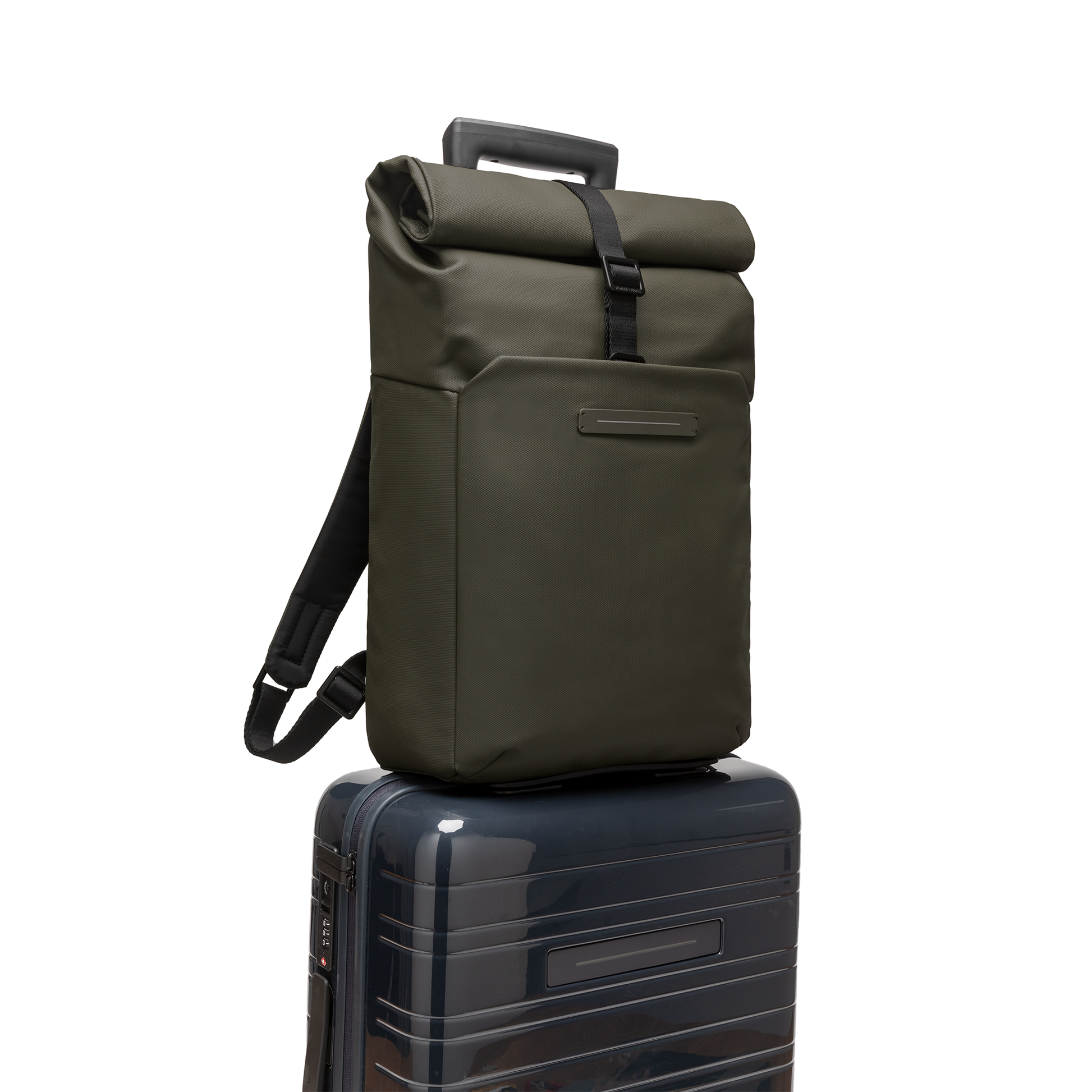 Sofo Rolltop Rucksack Rucksack Rucksack Grün Vorderseite Trolley - Wasserabweisend Vegan Ergonomisch - Horizn Studios