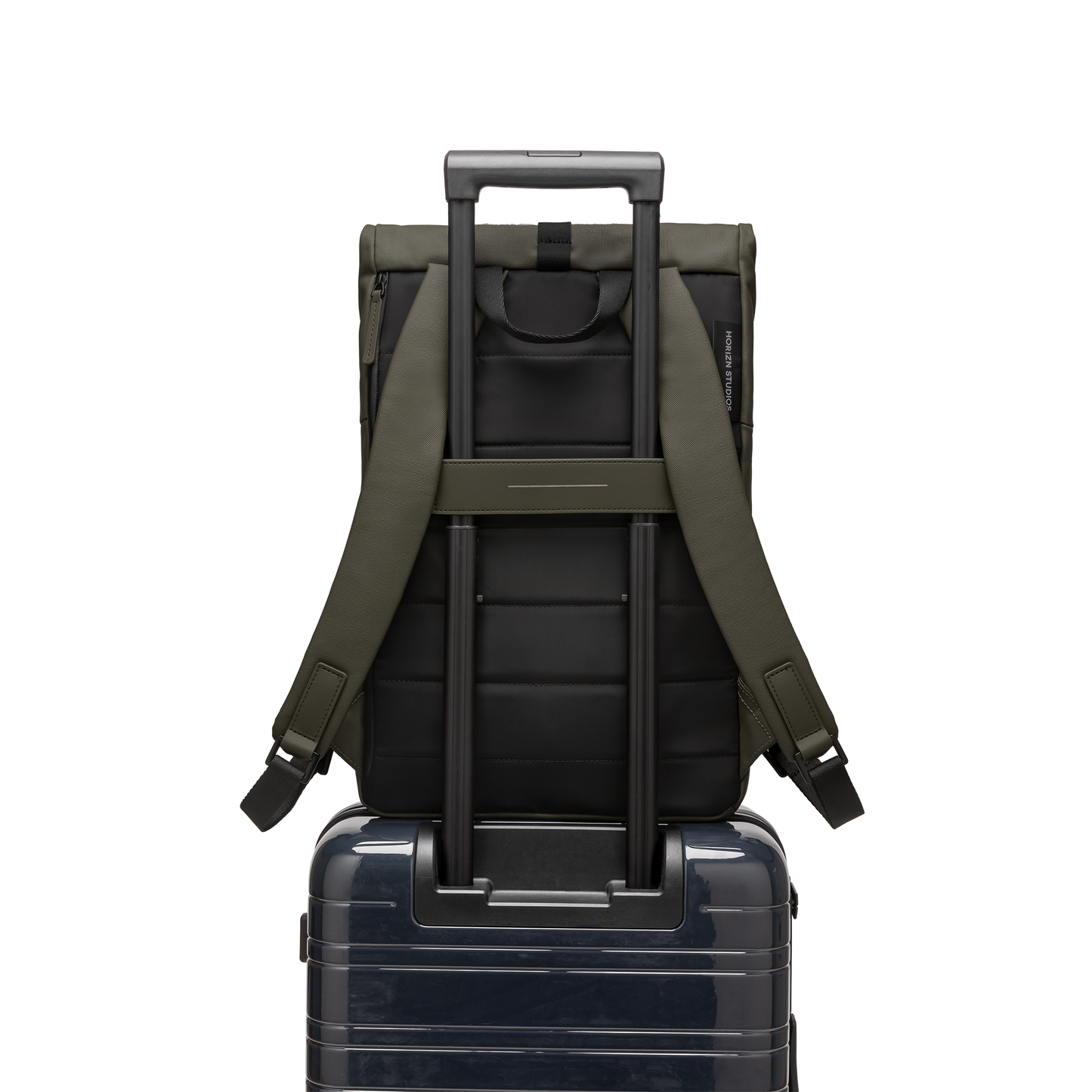 Sofo Rolltop Rucksack Rucksack Rucksack Grün Trolley Rückseite - Wasserabweisend Vegan Ergonomisch - Horizn Studios