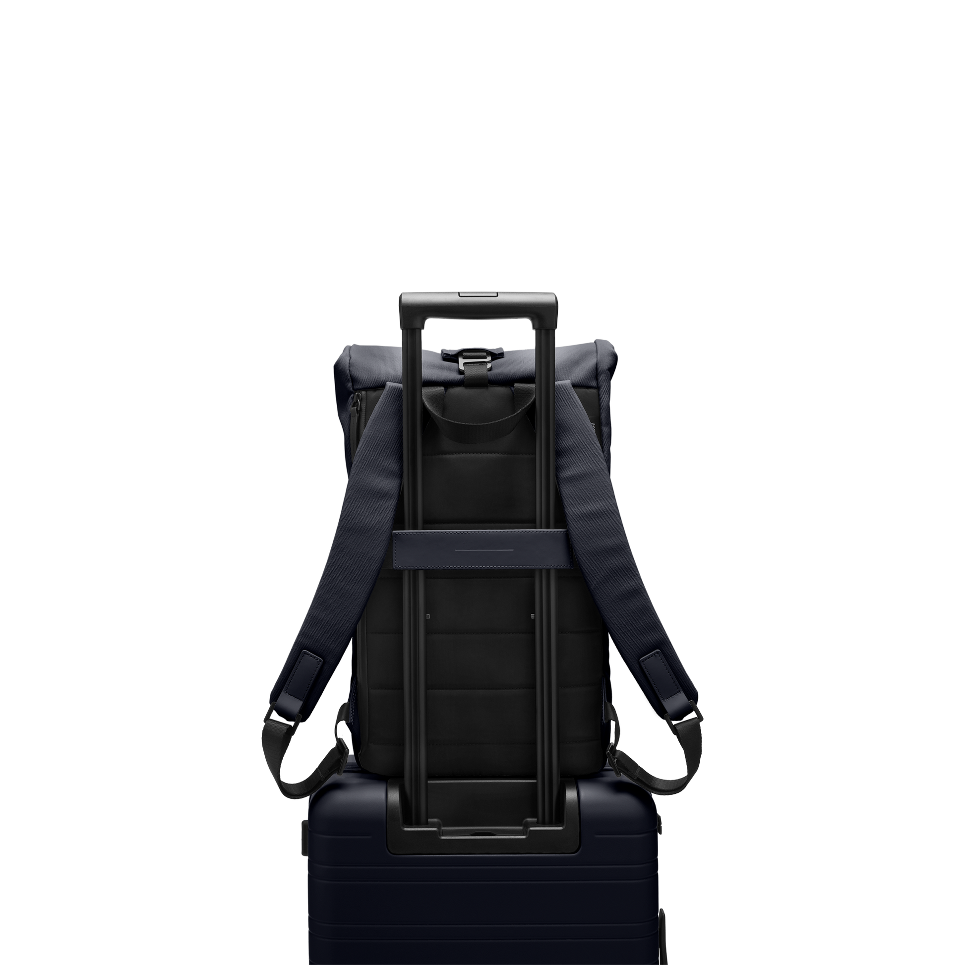 Sofo Rolltop Rucksack Blau Trolley Rückseite - Wasserabweisend Vegan Ergonomisch - Horizn Studios