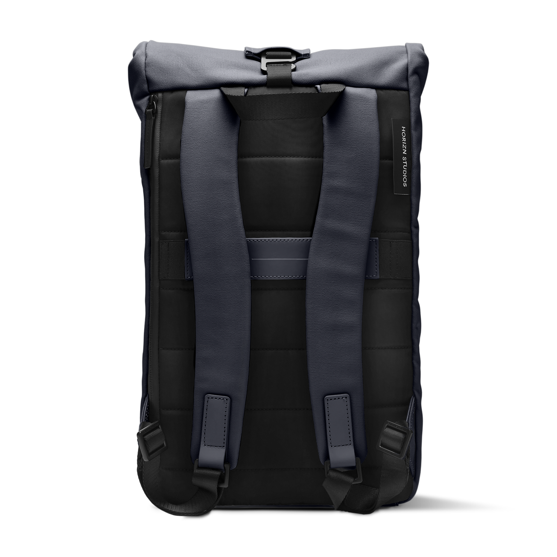 Sofo Rolltop Rucksack Blau Rückseite - Wasserabweisend Vegan Ergonomisch - Horizn Studios
