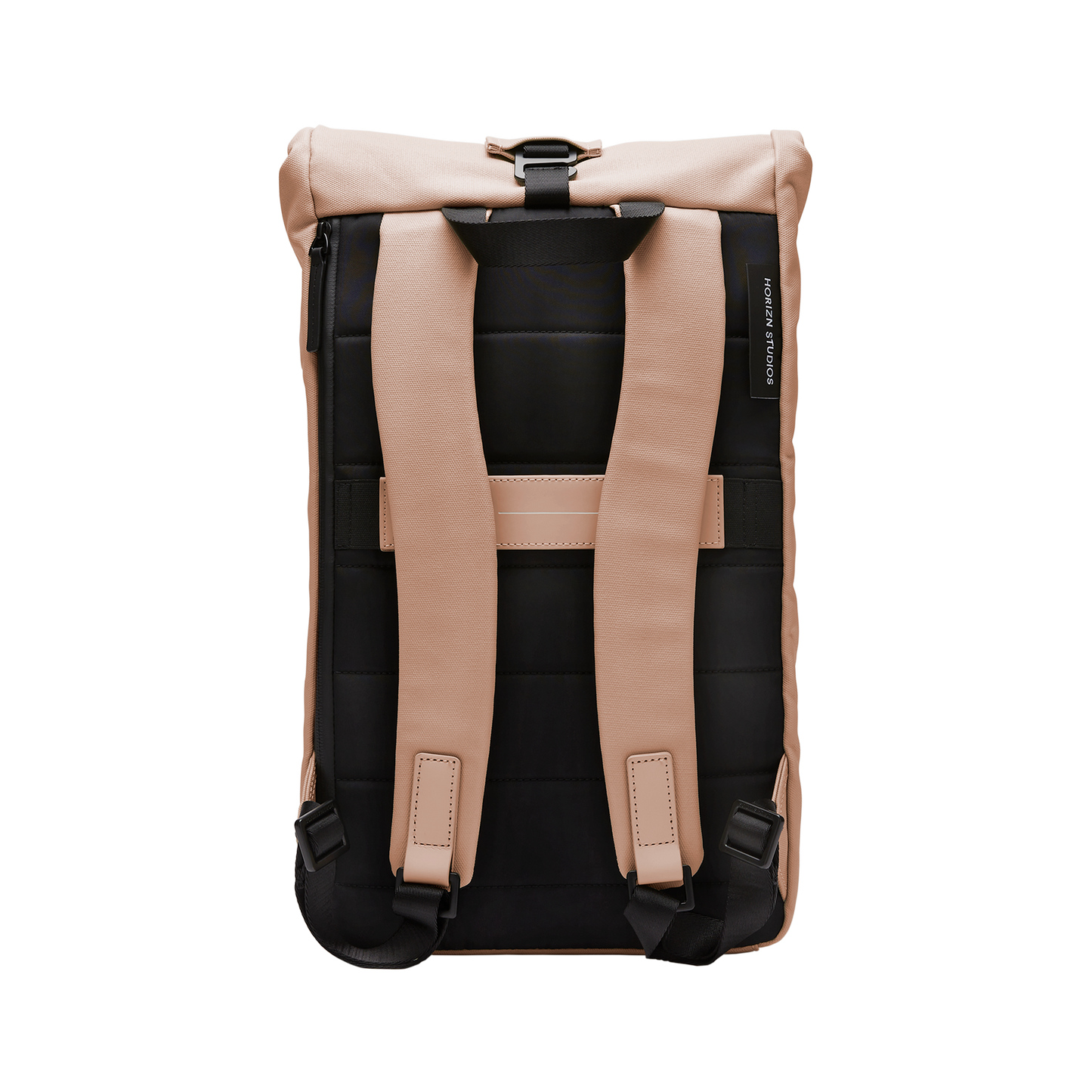 Sofo Rolltop Rucksack Beige Rosa Rückseite - Wasserabweisend Vegan Ergonomisch - Horizn Studios
